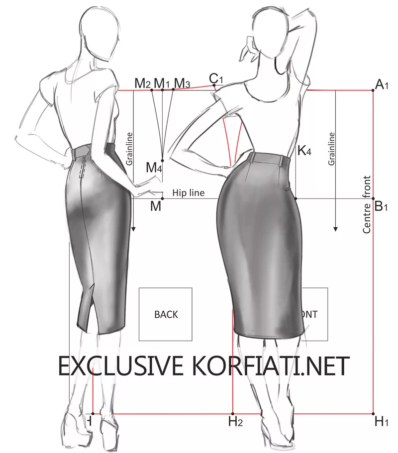 Long pencil skirt outlet pattern