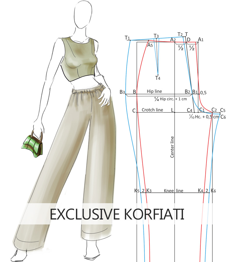 Women's trousers pattern drawing