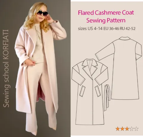 Flared Cashmere Coat Pattern for Download