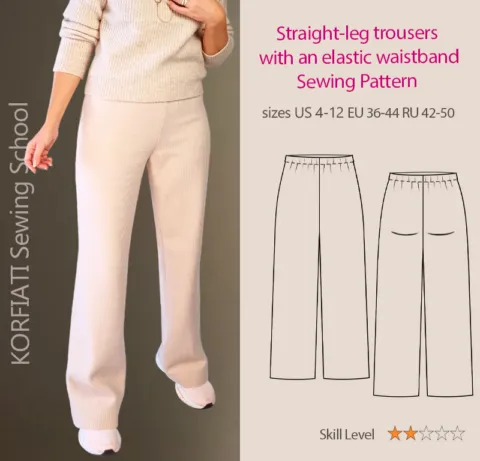 PDF-patterns for women’s trousers with an elastic waistband