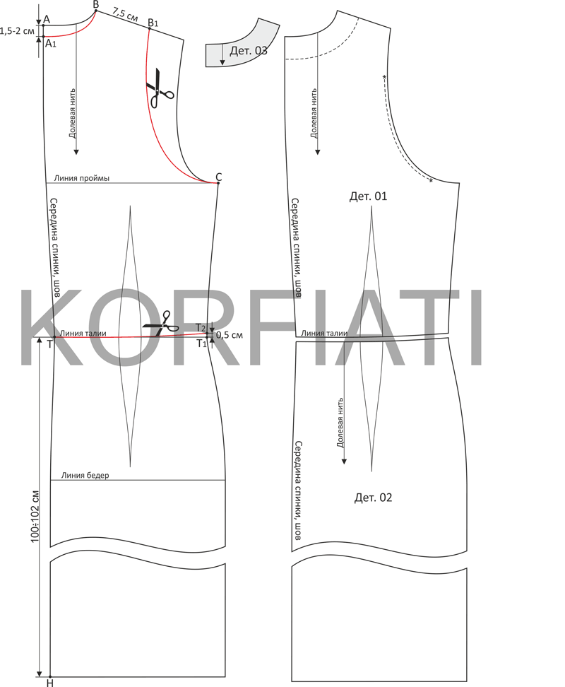 Drafting the back of the red evening dress Drafting the back of the red evening dress (Korfiati)