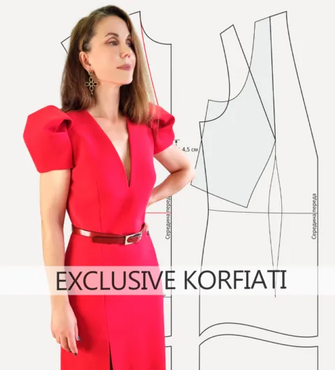 Drafting a Red Evening Dress with Voluminous Sleeves