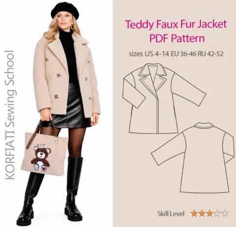 Teddy faux fur jacket pattern