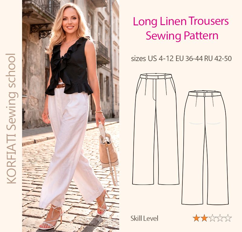 Long Linen Trousers - Kiorfiati Sewing School Long Linen Trousers - Kiorfiati Sewing School photo